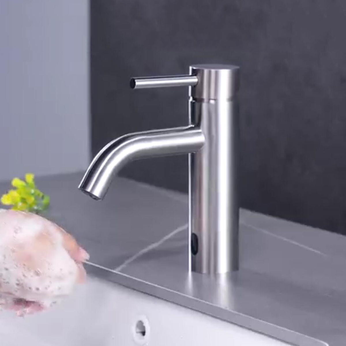 Grifo de baño sin contacto Aquacubic, grifo de lavabo de baño con Sensor de movimiento automático