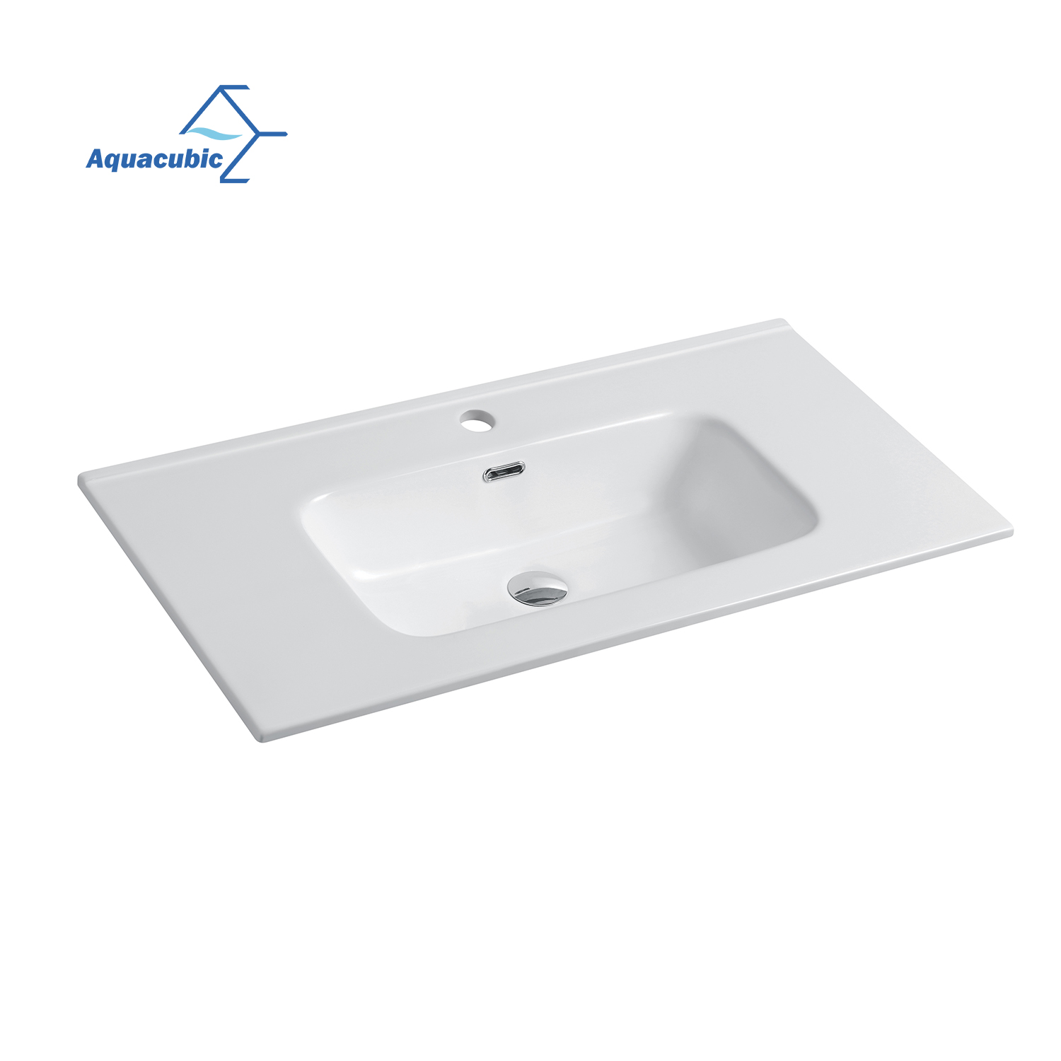 Fregadero superior del tocador del cuenco doble del cuarto de baño rectangular con borde automático empotrado de la fábrica de Chaozhou en blanco