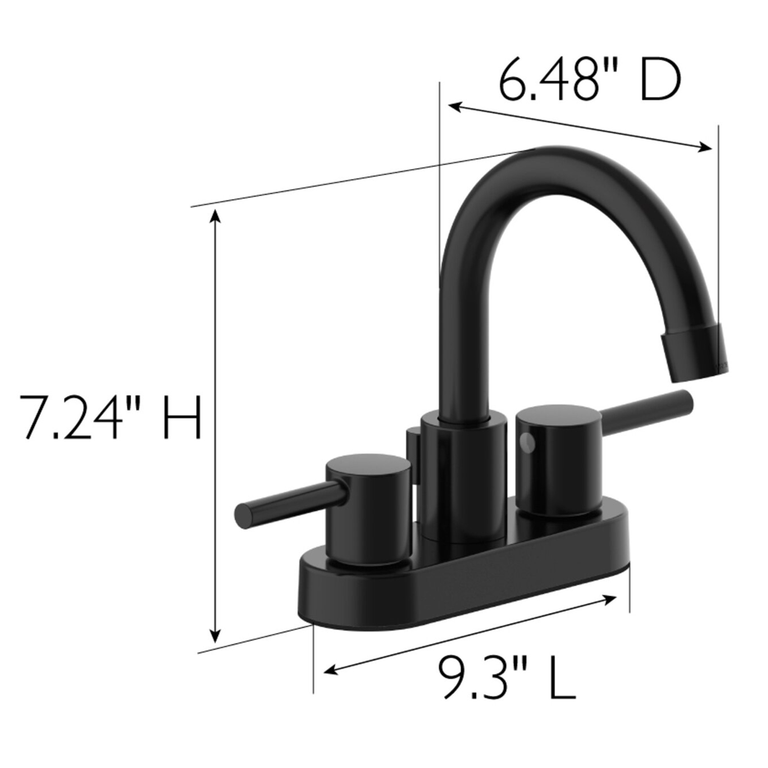 Aquacubic negro mate 4 pulgadas dos manijas dos agujeros lavabo centro grifo de baño con accesorios