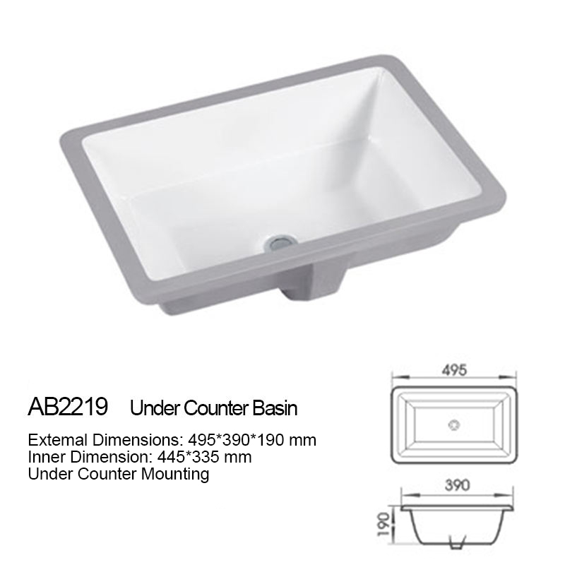 Aquacubic-fregadero blanco de diseño moderno para el hogar, lavabos rectangulares de cerámica para baño, lavabos bajo encimera para lavar a mano 