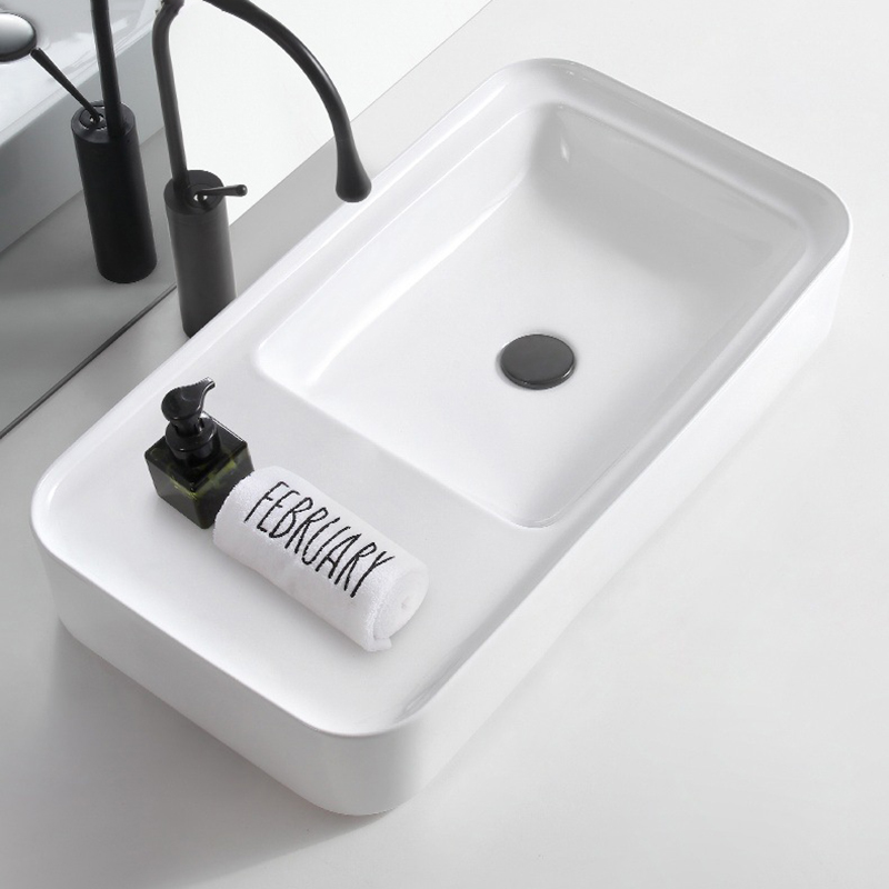Fregaderos blancos personalizados del recipiente del cuarto de baño de la forma especial sobre el lavabo de cerámica del arte de la encimera de la porcelana