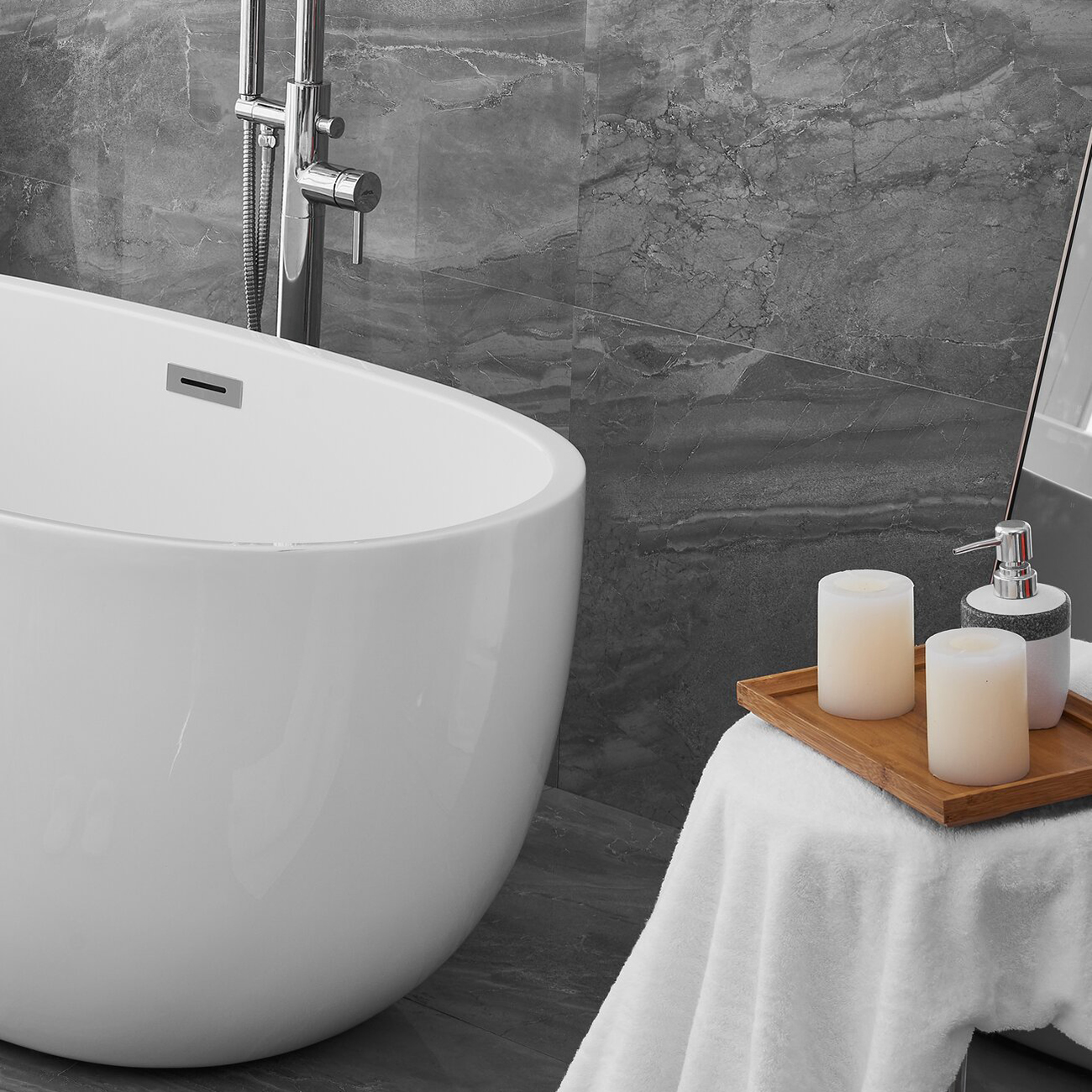 Bañera de piedra artificial de borde fino de estilo Popular, bañera de baño independiente de superficie sólida acrílica para hotel