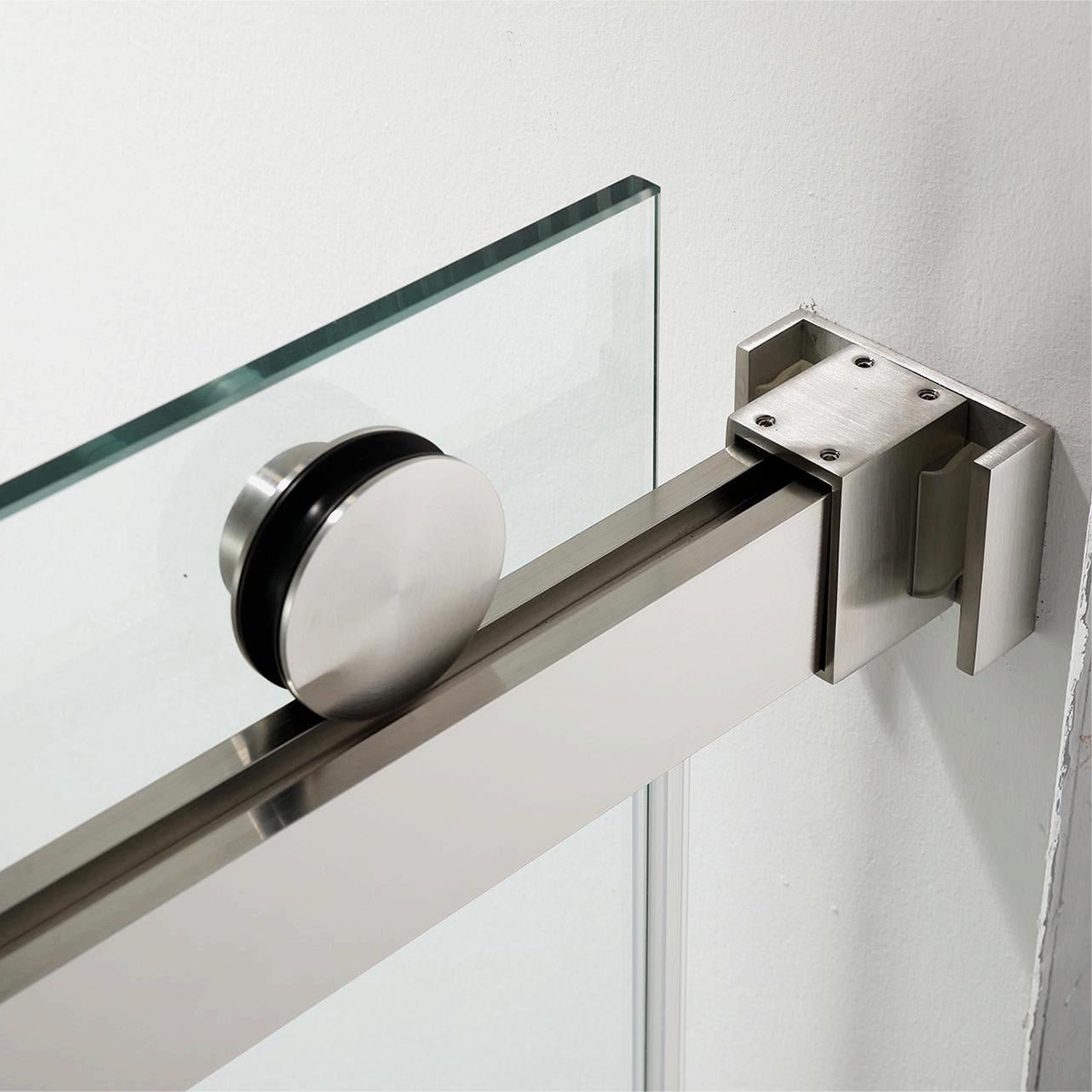 Nuevo producto de EE. UU. Puerta de ducha corrediza con manija de acero inoxidable sin marco de vidrio templado