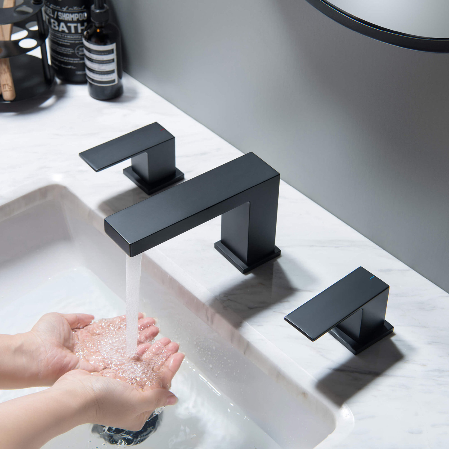 CUPC Faucet Factory Grifo de baño generalizado de latón negro de lujo de 8 pulgadas con manijas dobles para lavabo de baño