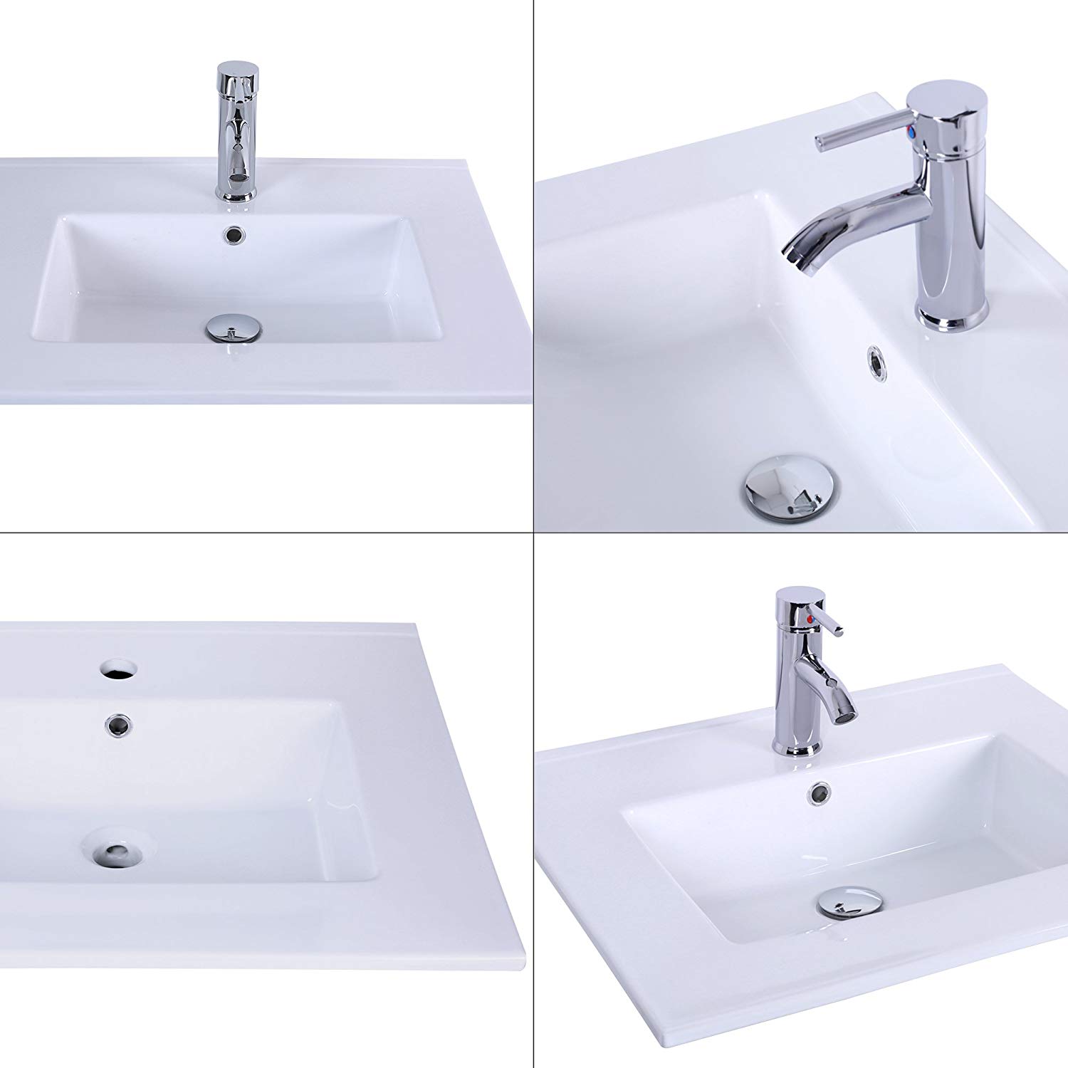 Lavabo rectangular del gabinete de cuarto de baño del solo cuenco de la cerámica blanca del mostrador de la fábrica del CUPC