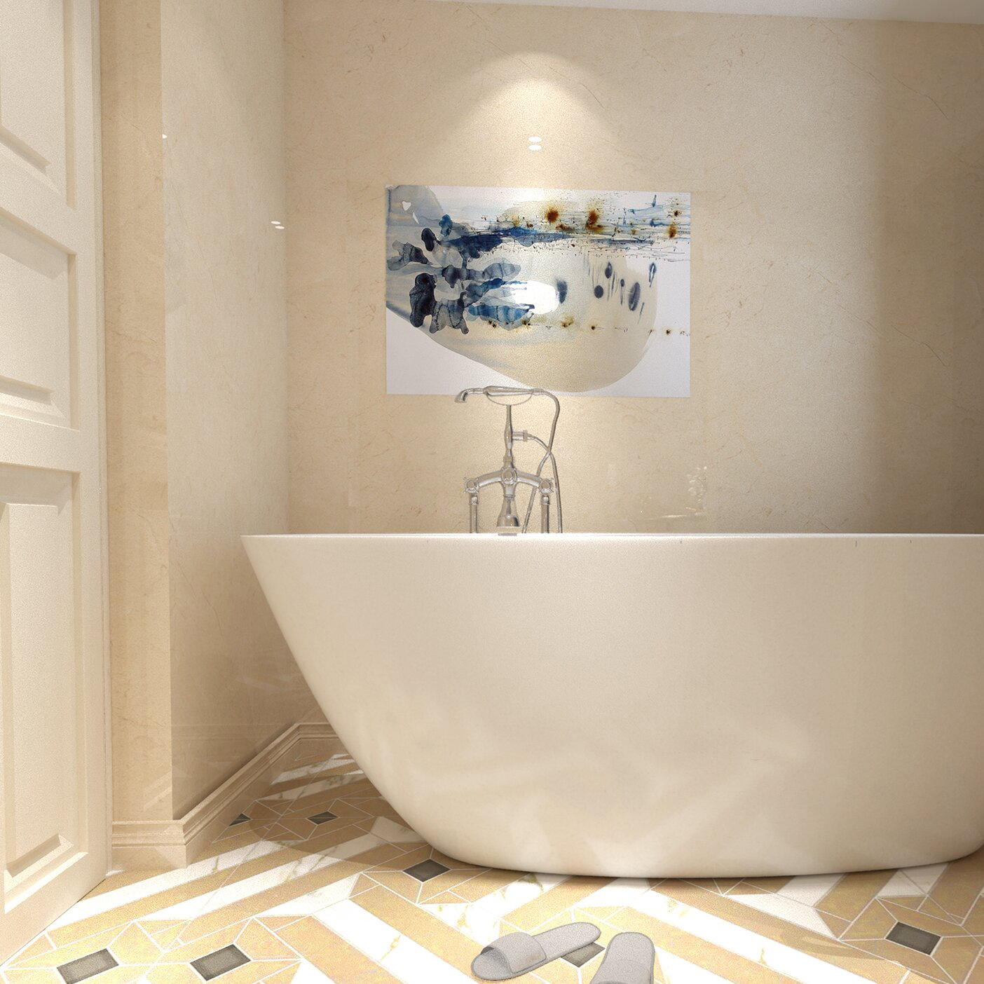 Grifo para bañera con llenado de bañera independiente montado en el piso estilo diseño telefónico con 3 manijas giratorias