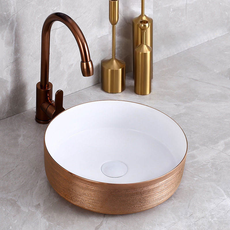 Lavabo de encimera galvanizado, artículos sanitarios coloridos de lujo de diseñador de China, lavabo de baño, lavabo artístico