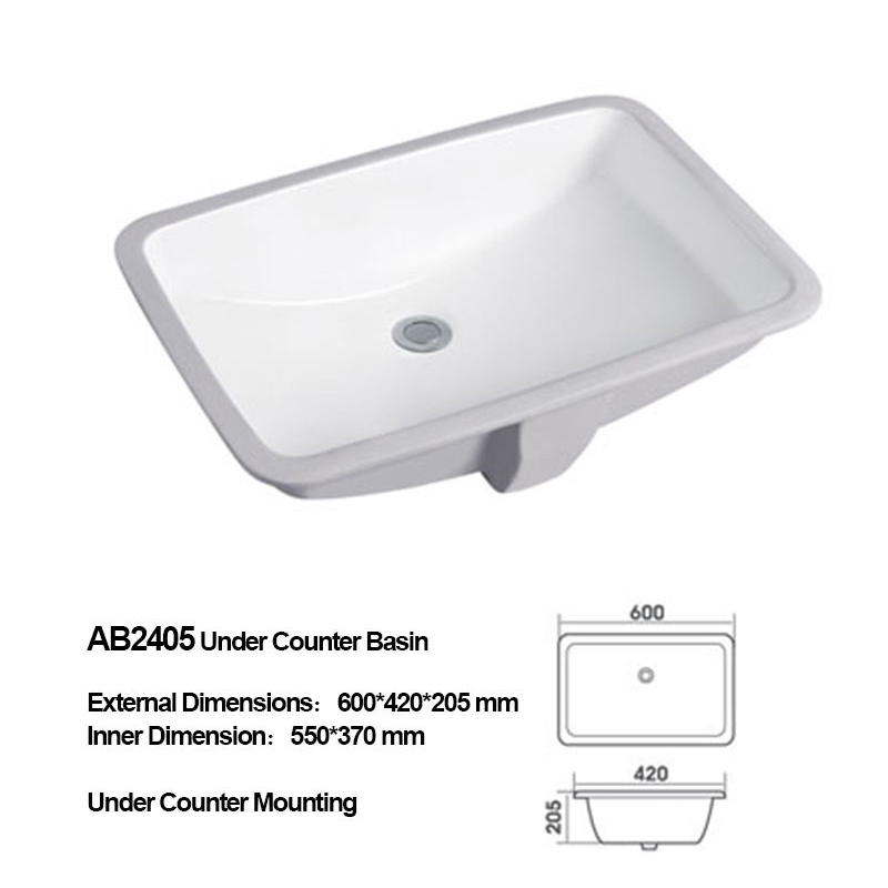 Lavabo de baño de cerámica bajo encimera, lavabo de baño de cerámica, rectangular, Cupc, blanco, moderno, para el hogar, accesorios de baño