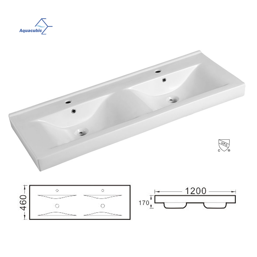 Lavabo de tocador moderno CUPC, lavabo de mano, tocador de baño, lavabo doble, lavabo de cerámica para baño
