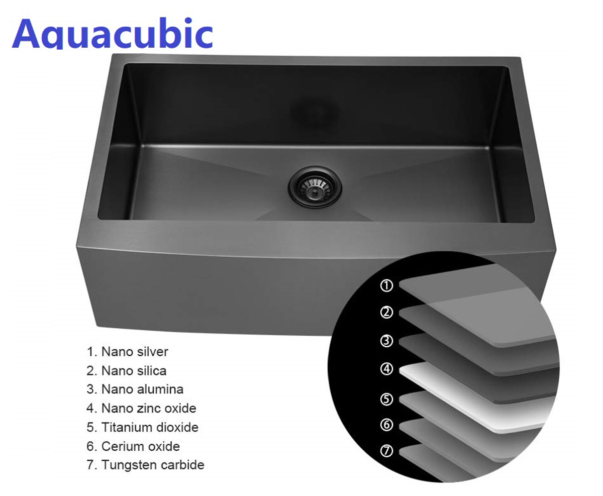 Fregadero de cocina de granja de un solo tazón en negro bronce con certificación CUPC Aquacubic