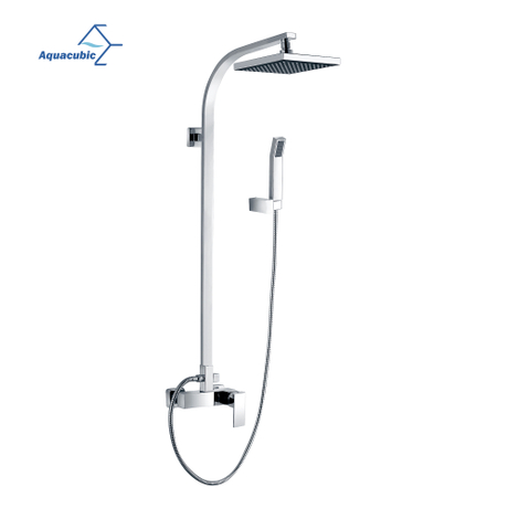 Aquacubic-grifo de ducha de baño sin plomo, sistema de ducha de tubería expuesta con ducha de mano