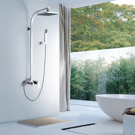 Aquacubic-grifo de ducha de baño sin plomo, sistema de ducha de tubería expuesta con ducha de mano