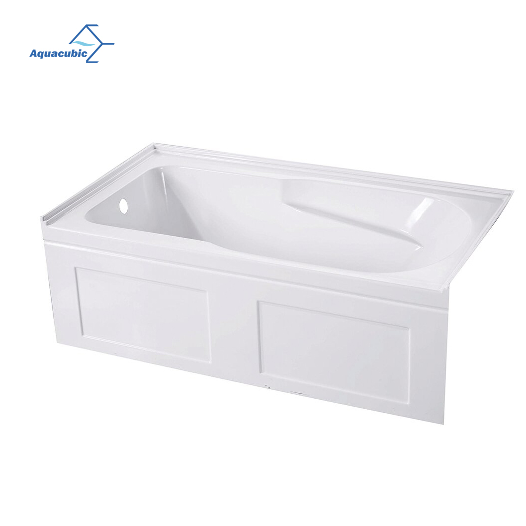 Bañera con delantal integral empotrable Bañera de alcoba rectangular blanca de inmersión acrílica de una pieza