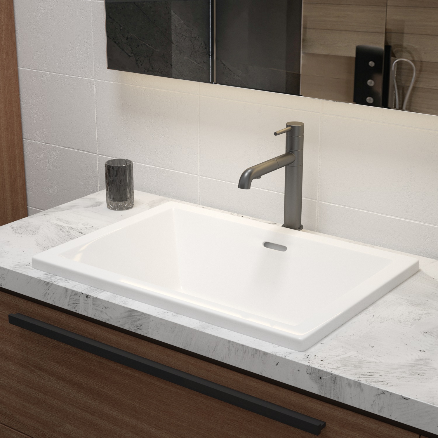 Fabricante de China, lavabo semi-encimera/bajo encimera, lavabo de cerámica con recipiente rectangular
