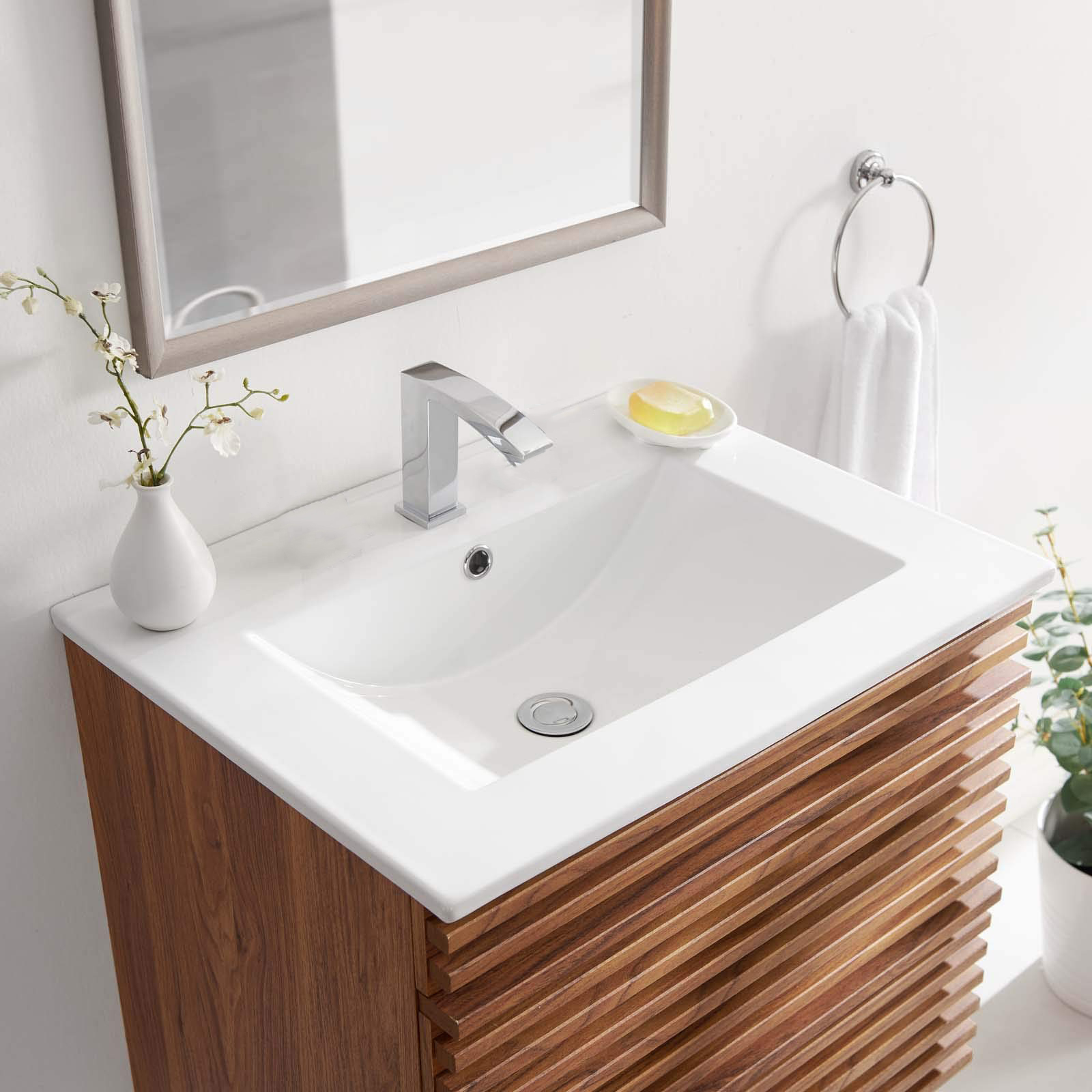 Lavabo rectangular del gabinete de cuarto de baño del solo cuenco de la cerámica blanca del mostrador de la fábrica del CUPC