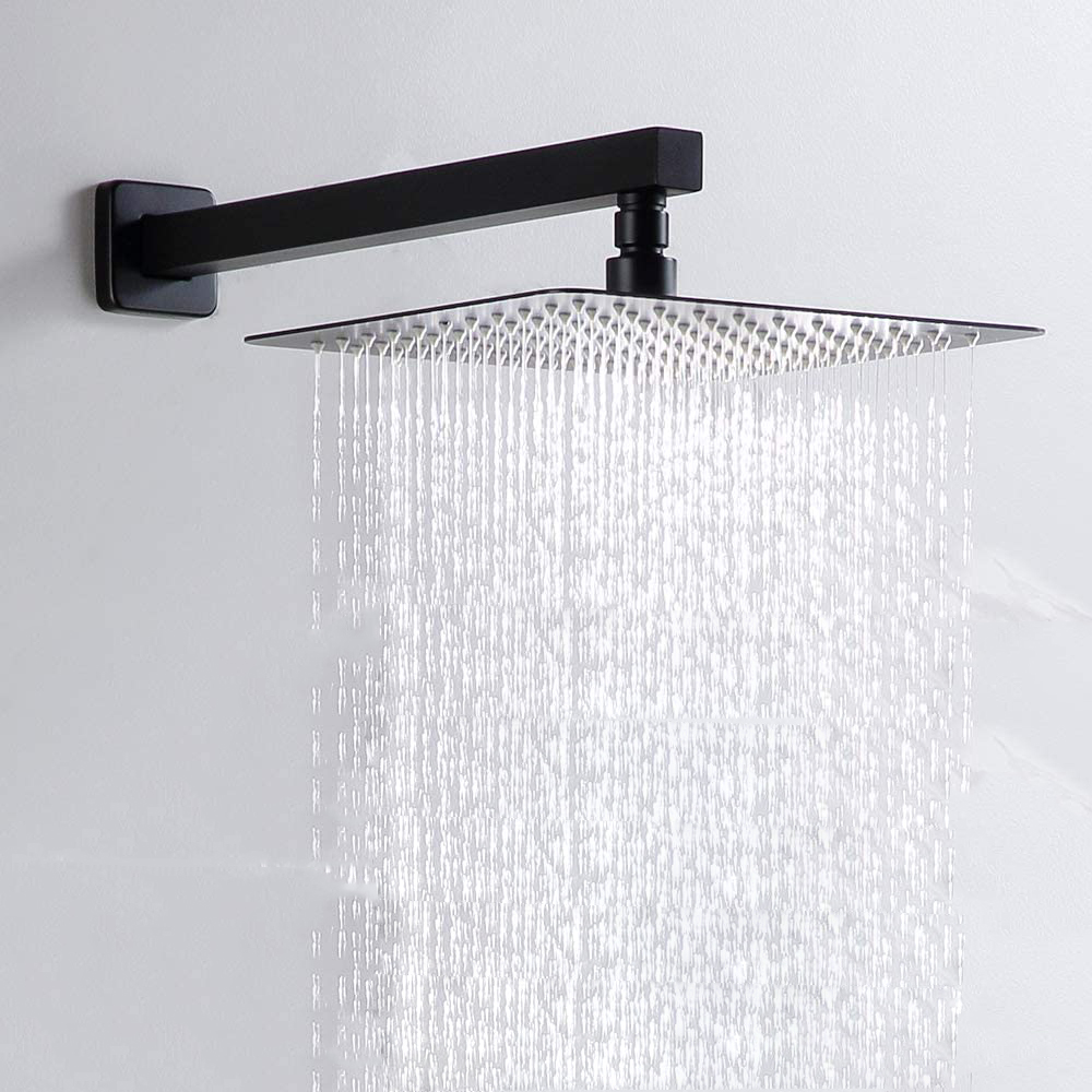 Juego de grifo de ducha de pared para baño Aquacubic, cabezal de ducha de 12 pulgadas con barra deslizante y caño para bañera