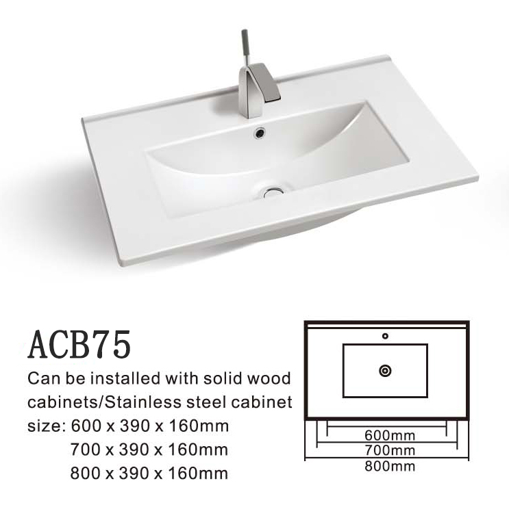 Lavabo rectangular del gabinete de cuarto de baño del solo cuenco de la cerámica blanca del mostrador de la fábrica del CUPC
