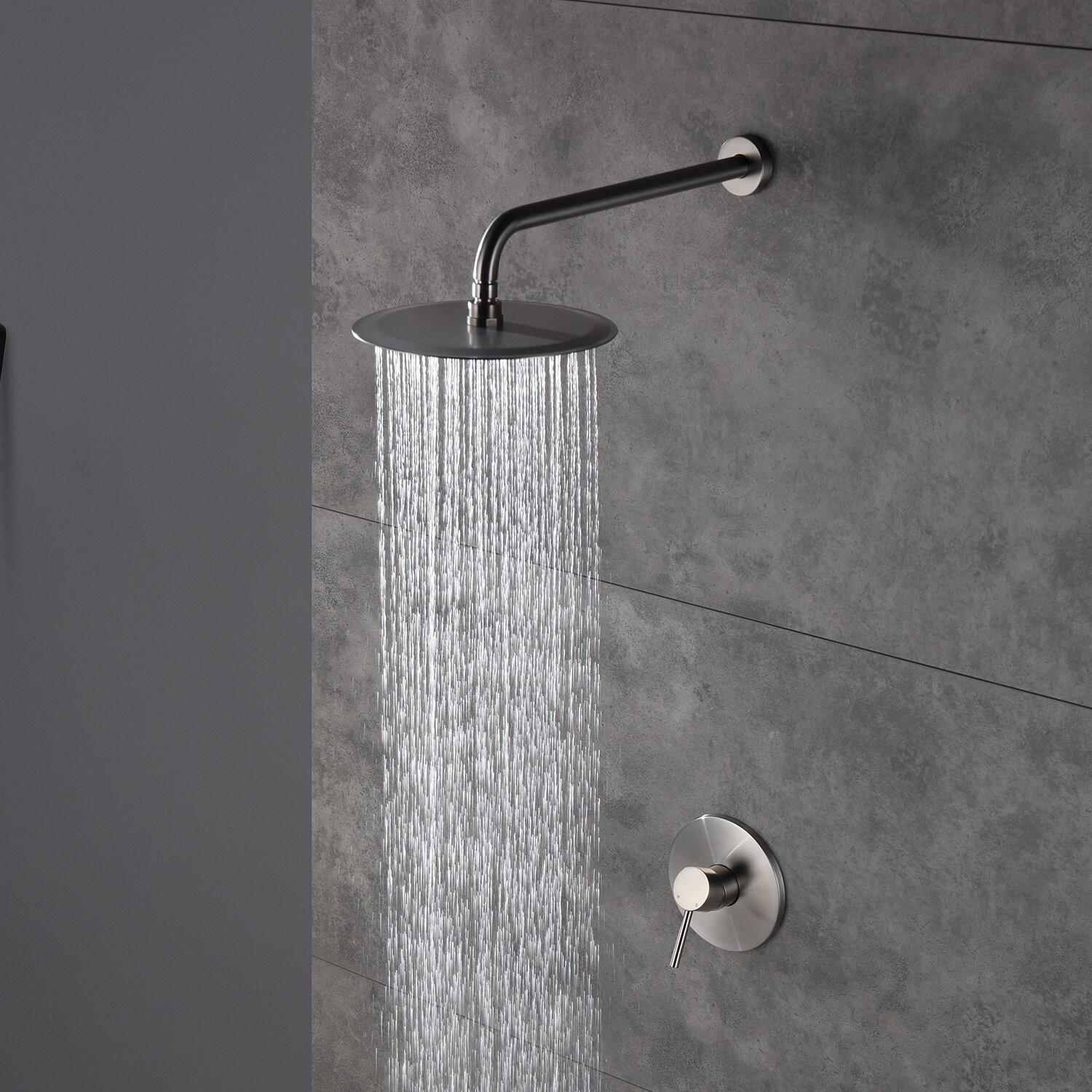 Sistema de ducha y bañera con presión equilibrada de lluvia y montaje en pared Aquacubic con válvula empotrada