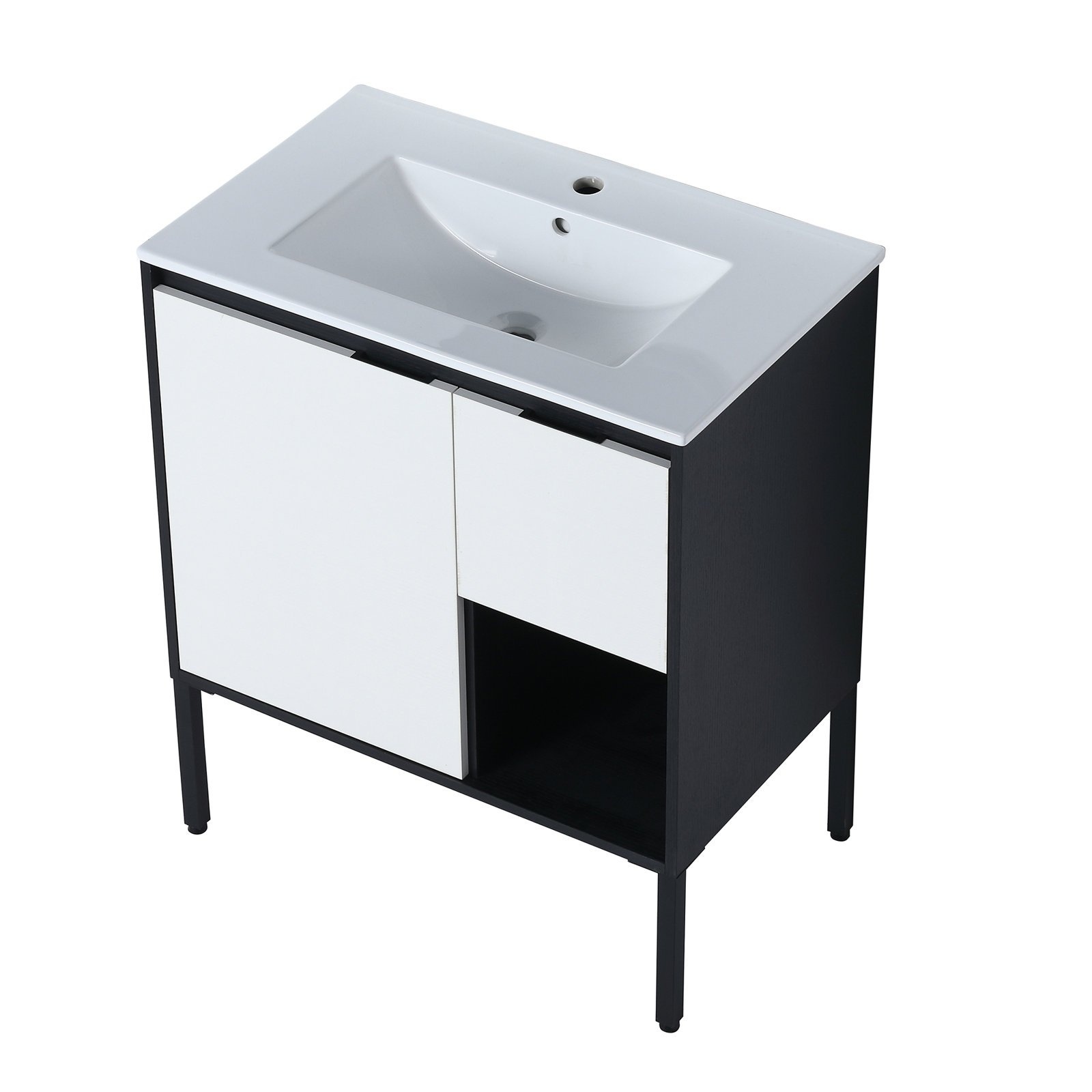 Lavabo de cerámica del fregadero del cuarto de baño del lavabo del lavabo rectangular de la encimera del gabinete moderno de 40 pulgadas