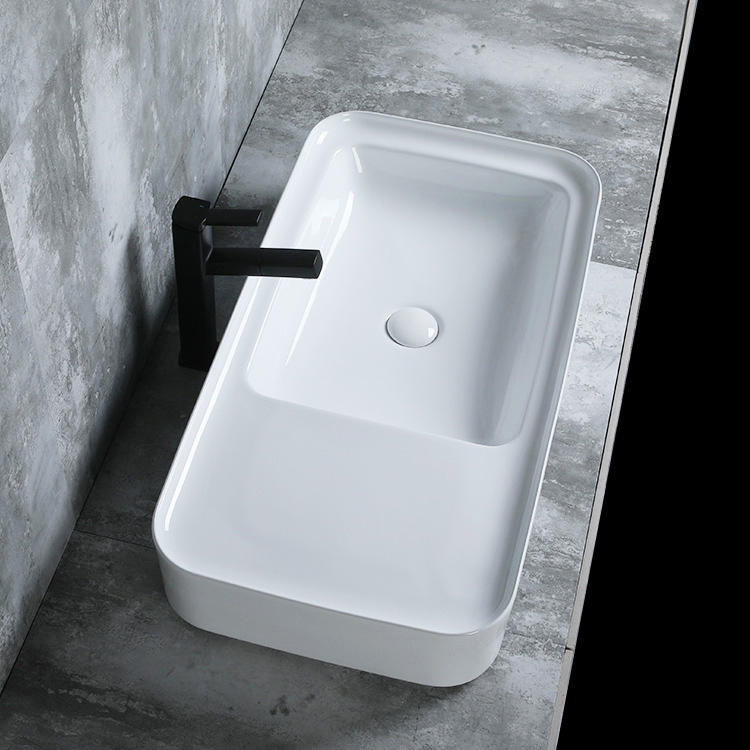 Fregaderos blancos personalizados del recipiente del cuarto de baño de la forma especial sobre el lavabo de cerámica del arte de la encimera de la porcelana