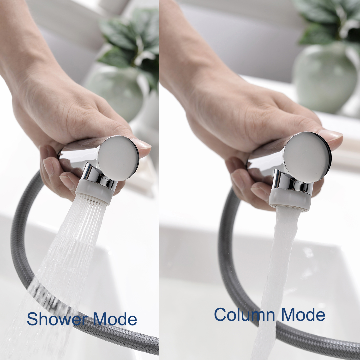 Grifos de agua de grifo de baño extraíbles de oro negro Aquacubic con tubo de dibujo Flexible