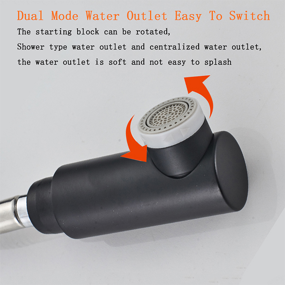 Grifos de agua de grifo de baño extraíbles de oro negro Aquacubic con tubo de dibujo Flexible