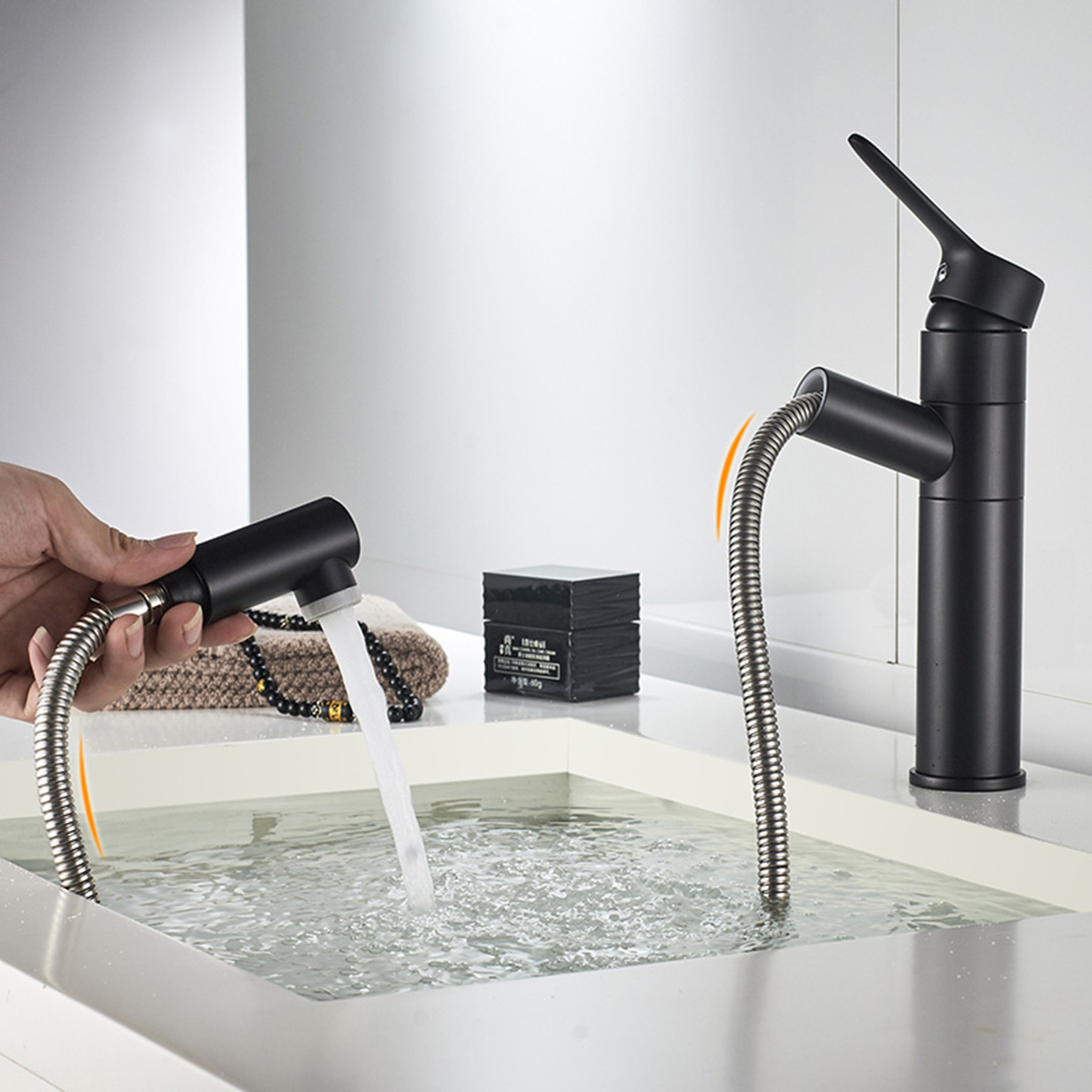 Grifo de baño de manguera de cuello largo de gran oferta con rociador extraíble