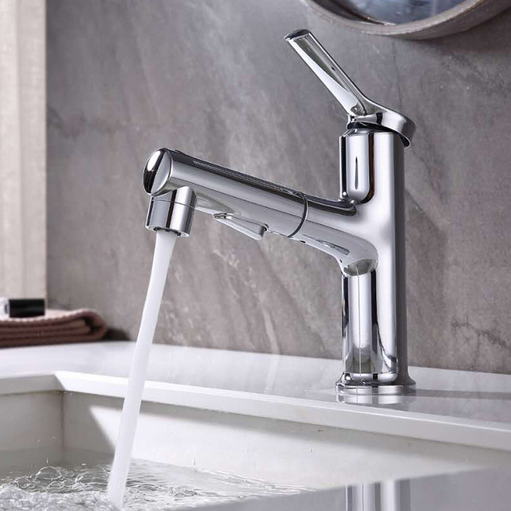 Grifo de baño multifuncional Aquacubic con un solo orificio, tres modos de flujo de agua y rociador extraíble