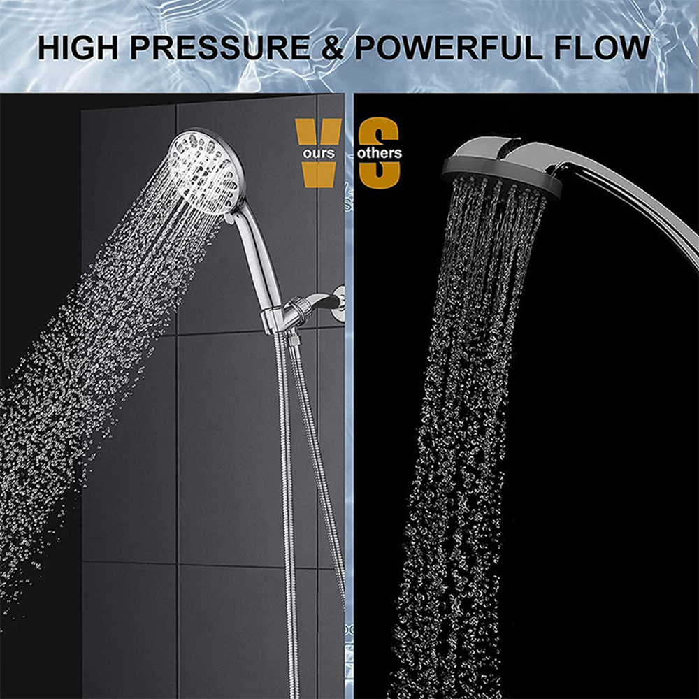 Aquacubic - Alcachofa de ducha con aumento de presión de 5' y 6 modos de ahorro de agua