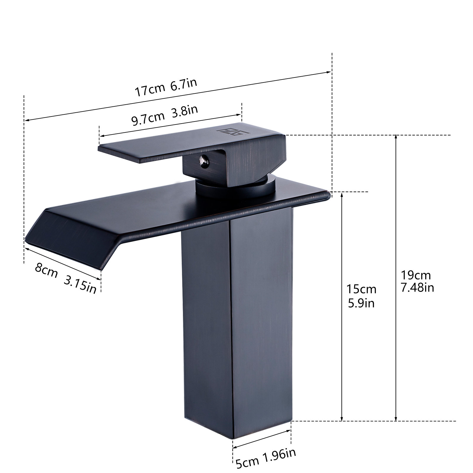 Grifo de baño de lujo SUS 304, grifo de cascada negro mate, grifo de lavabo de baño de un solo mango