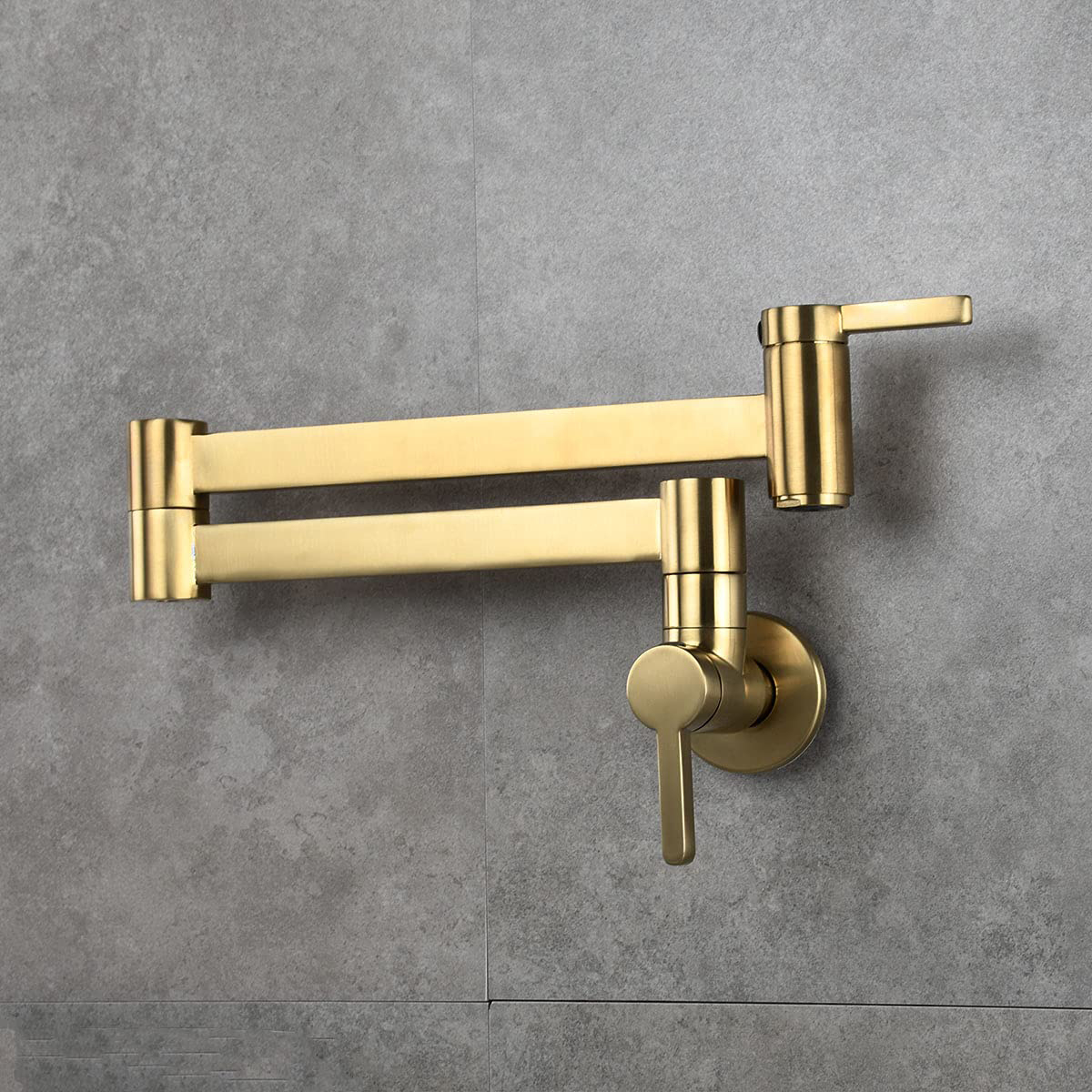 Grifo de llenado de ollas de oro cepillado moderno montaje en pared grifo de fregadero de cocina plegable cuadrado de latón macizo de un solo orificio