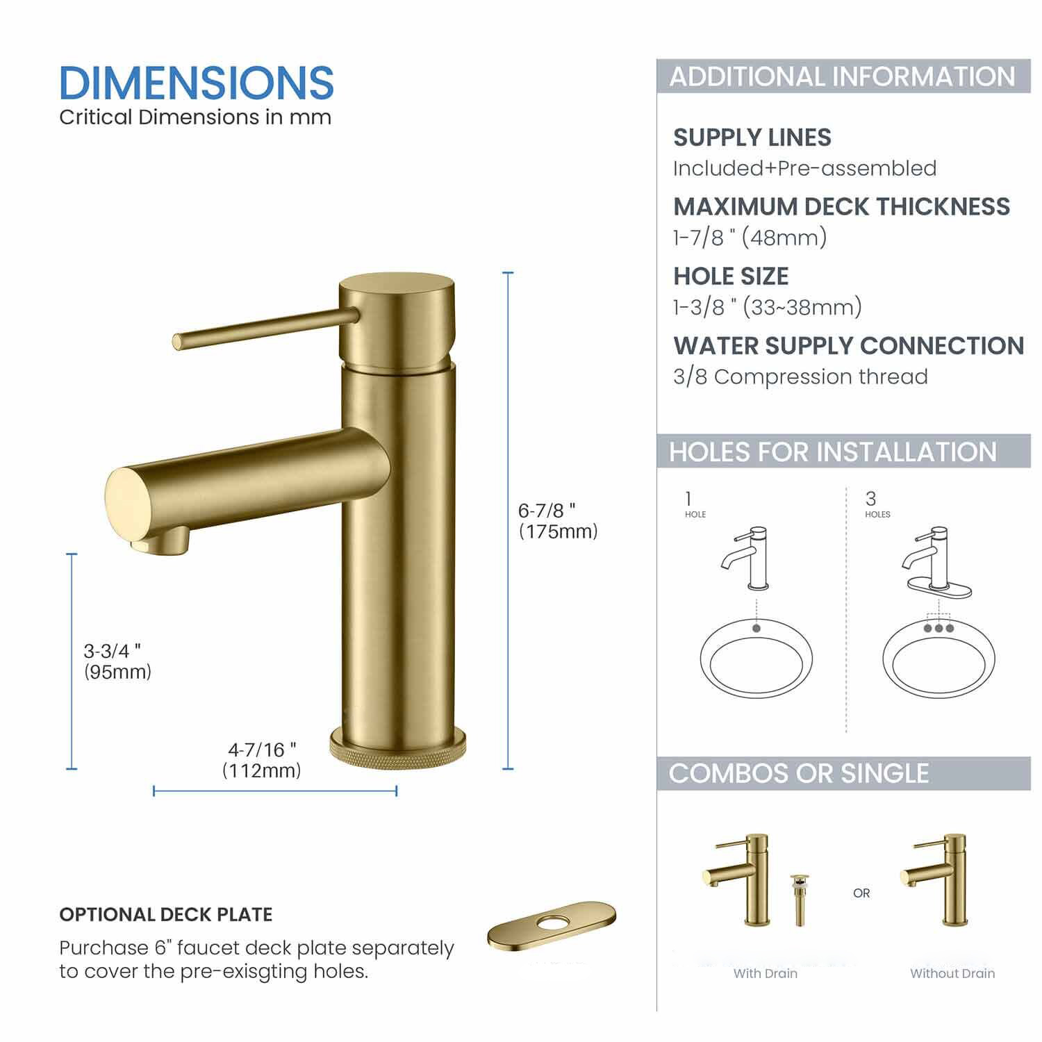 Grifo de baño de un solo orificio directo de fábrica excelente y moderno