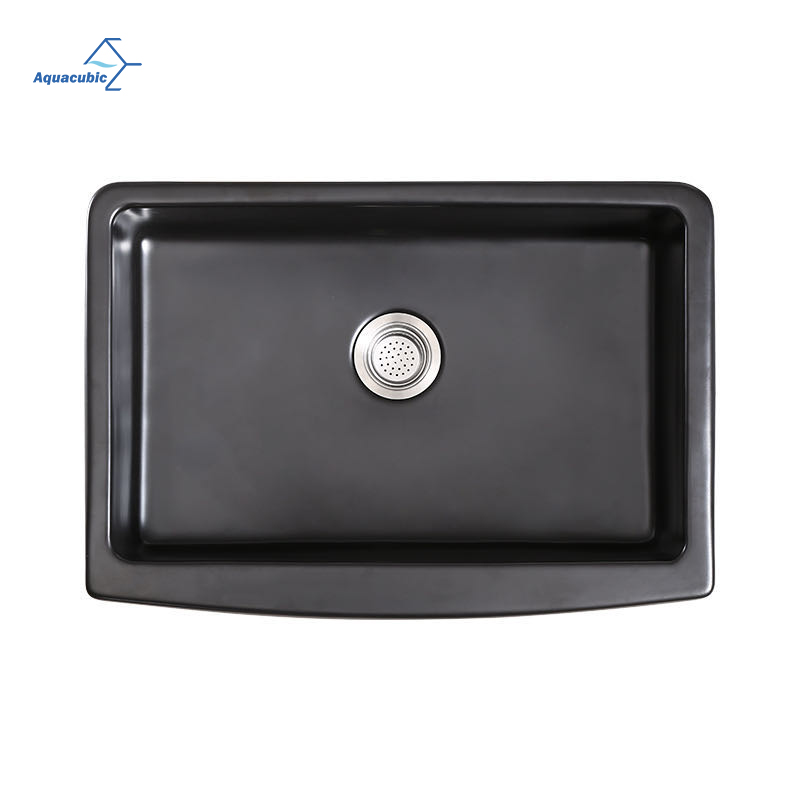 Fregadero de cocina de un solo tazón para granja, negro, 30' LX 21' W, delantal de cerámica, fregadero de cocina frontal, fregadero para lavabo de granja