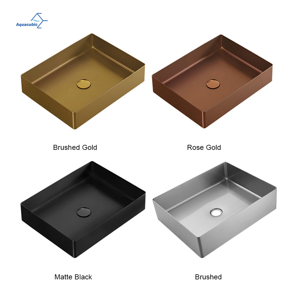 Lavabos rectangulares de decoración de hotel de diseño moderno, lavabos de baño, fregadero de acero inoxidable 304
