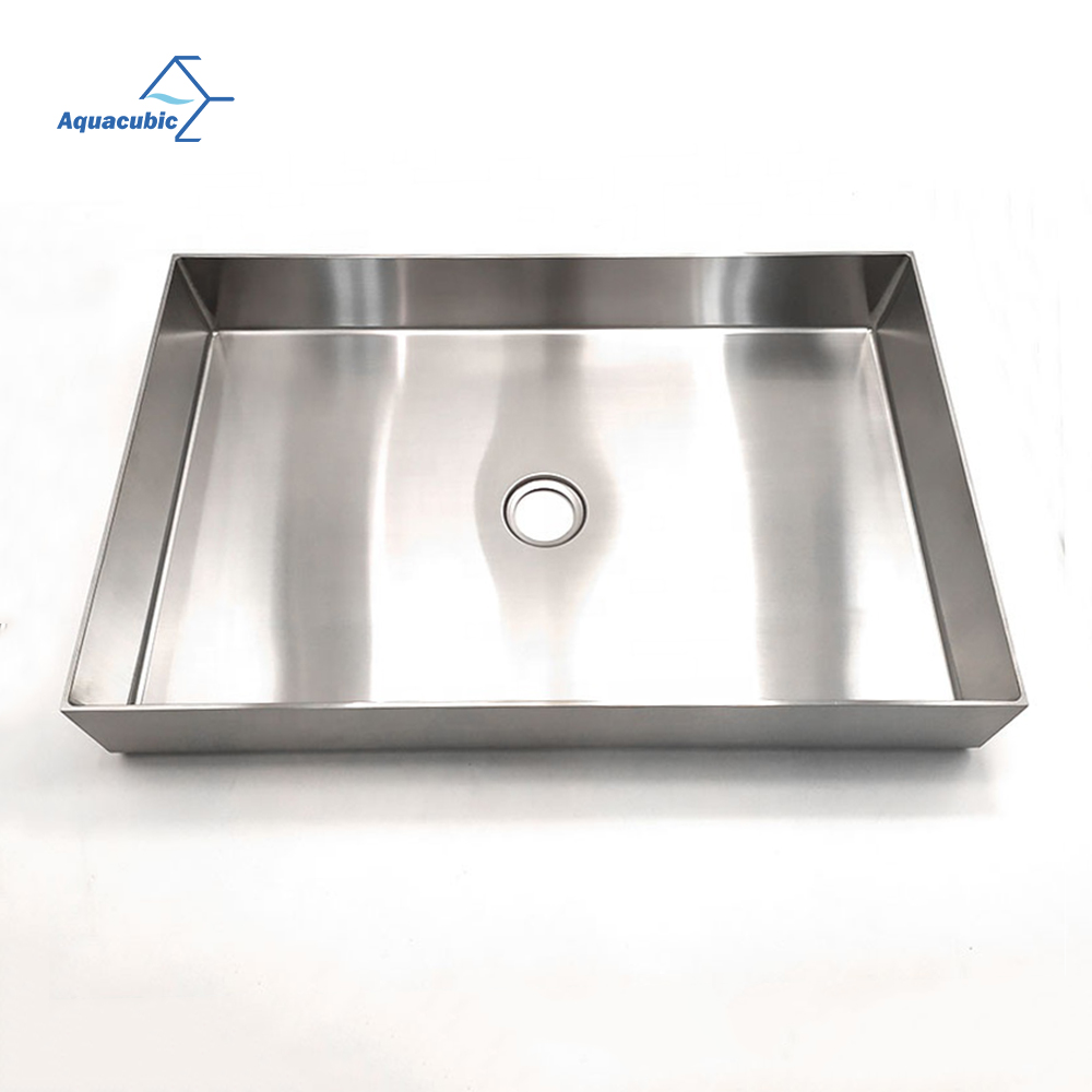 Lavabo nano rectangular de acero inoxidable a la moda para baño sobre lavabo artístico