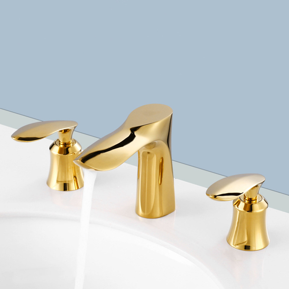 American 8 pulgadas oro antiguo 3 agujeros 2 manijas grifos de lavabo de baño generalizados