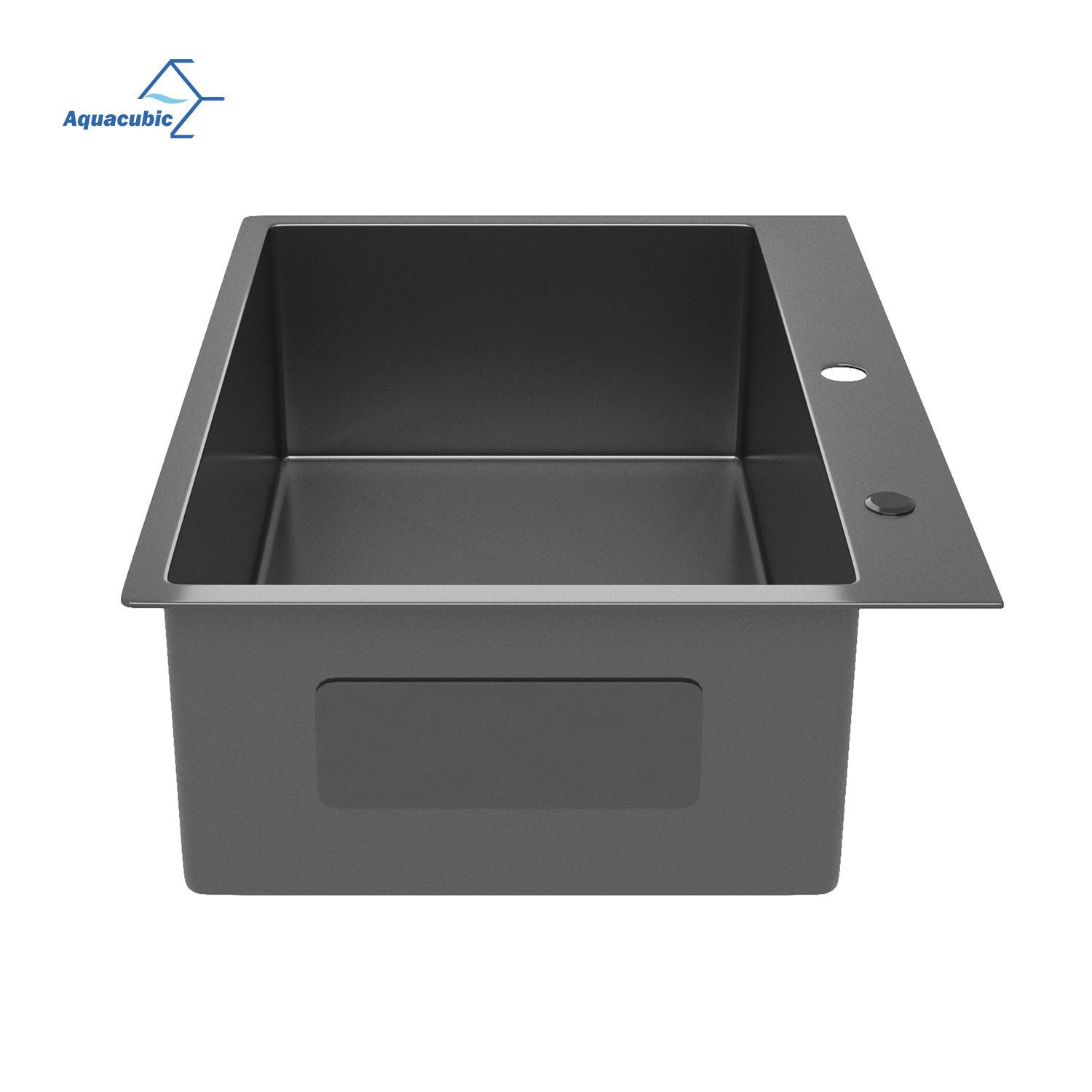 Fregadero de cocina de 27 '× 22 ' Fregadero de cocina de acero inoxidable negro mate con montaje superior, lavabo individual con juego de colador de drenaje de rejilla inferior