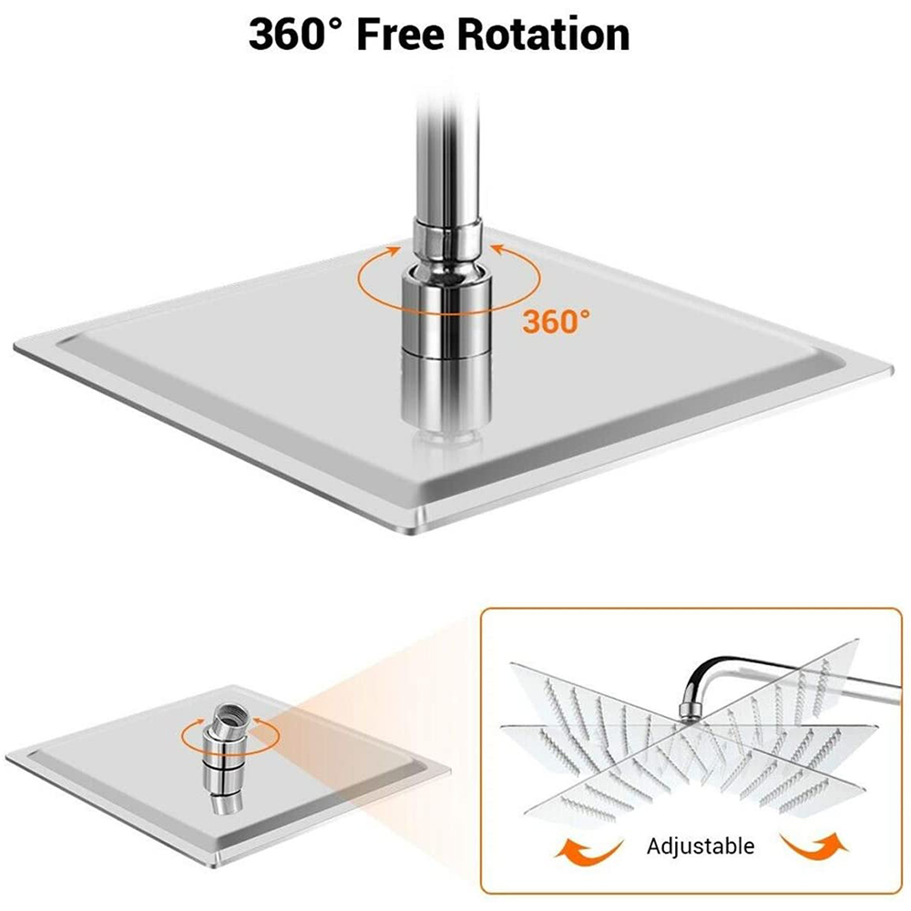 Cabezal de ducha de lluvia superior cuadrado para baño con ahorro de agua de acero inoxidable 304 de níquel cepillado de diseño ultrafino grande