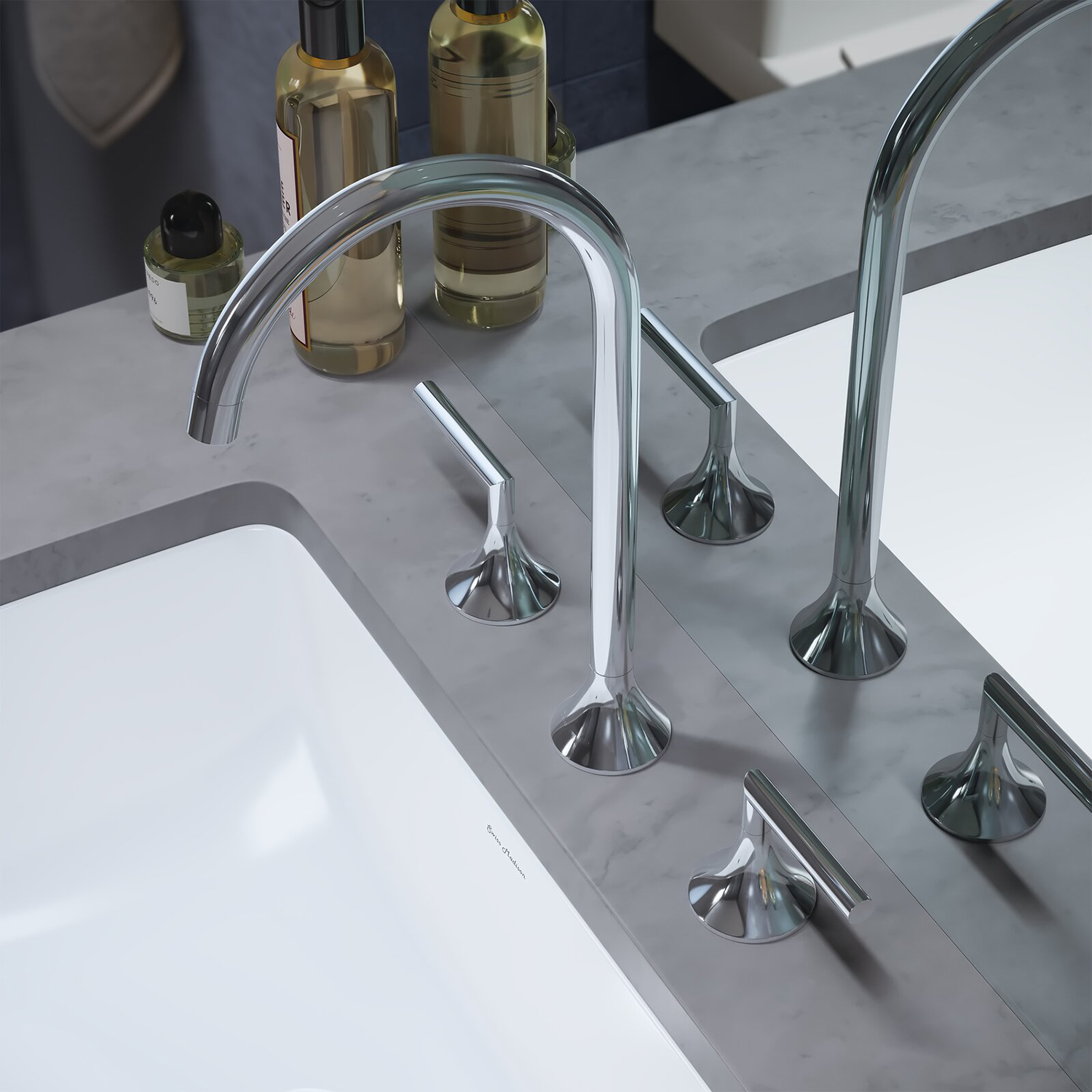 Aquacubic-grifo mezclador para lavabo, cromado, comercial, con dos asas, montaje en cubierta, grifo mezclador para lavabo
