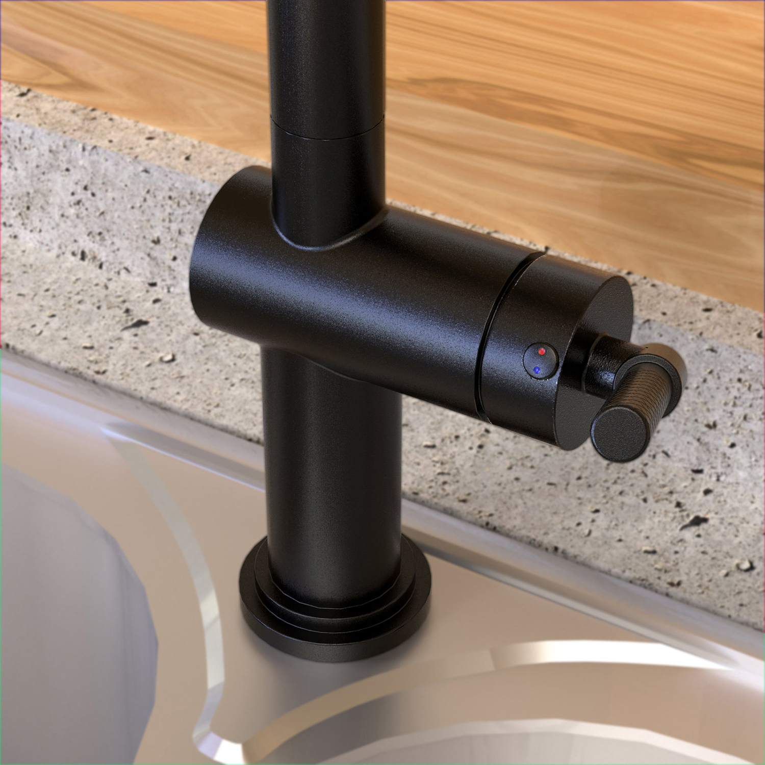 Grifo mezclador para fregadero montado en cubierta giratorio de 360 ​​grados americano CUPC, grifo de cocina de latón negro moderno