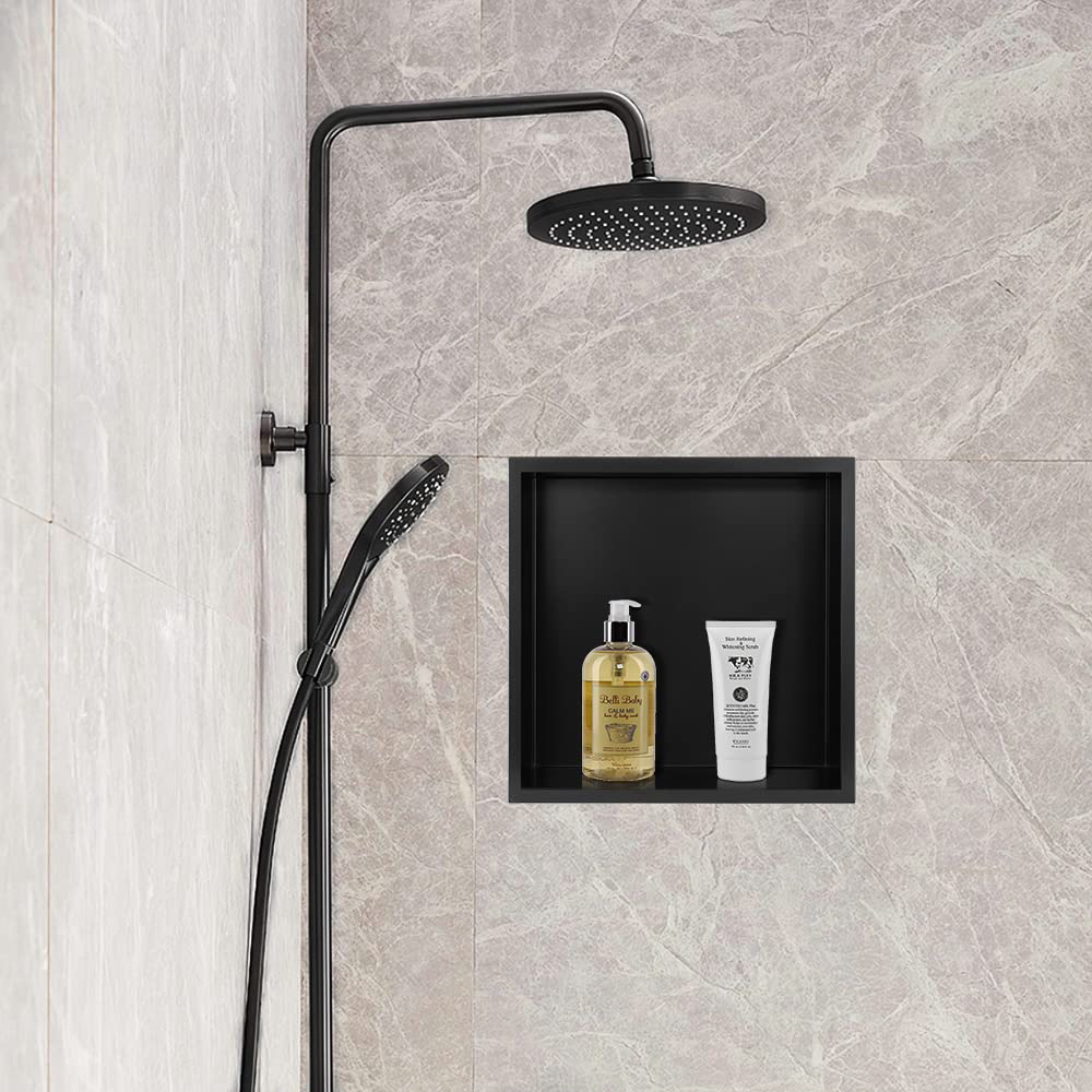 Estante montado en la pared del champú del nicho del cuarto de baño del nicho de la ducha del negro mate de las ventas al por mayor de la fábrica