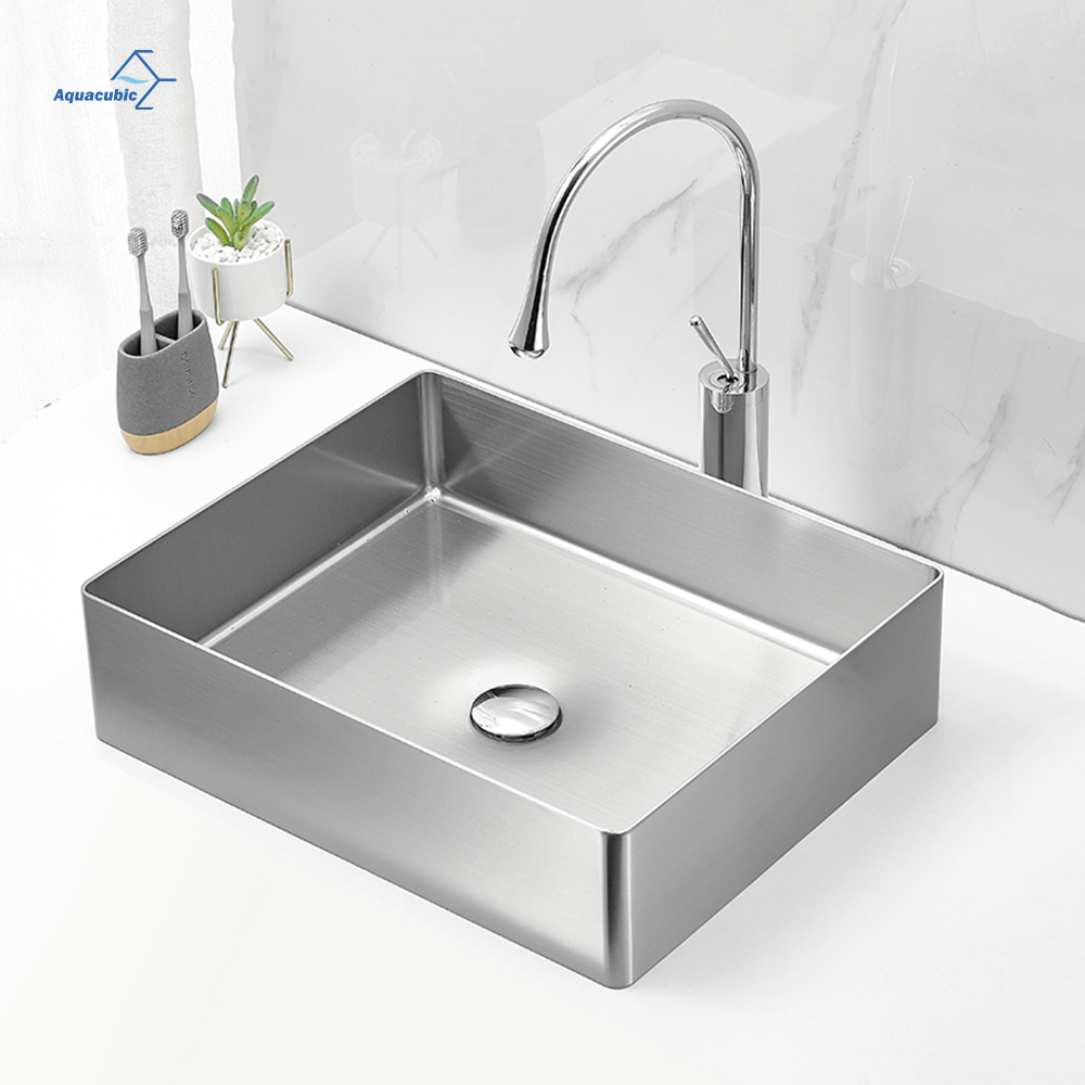Lavabos rectangulares de decoración de hotel de diseño moderno, lavabos de baño, fregadero de acero inoxidable 304