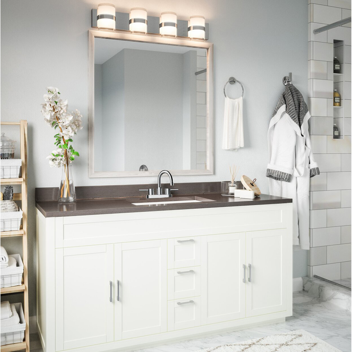 Grifo de lavabo moderno de 3 orificios, juego central de 4 pulgadas, 2 manijas, grifo de baño cromado para caravana