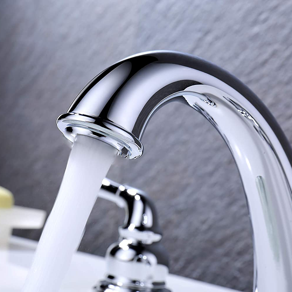 Grifo de lavabo de baño antiguo cromado generalizado de 8 pulgadas con dos manijas UPC de venta caliente con drenaje emergente