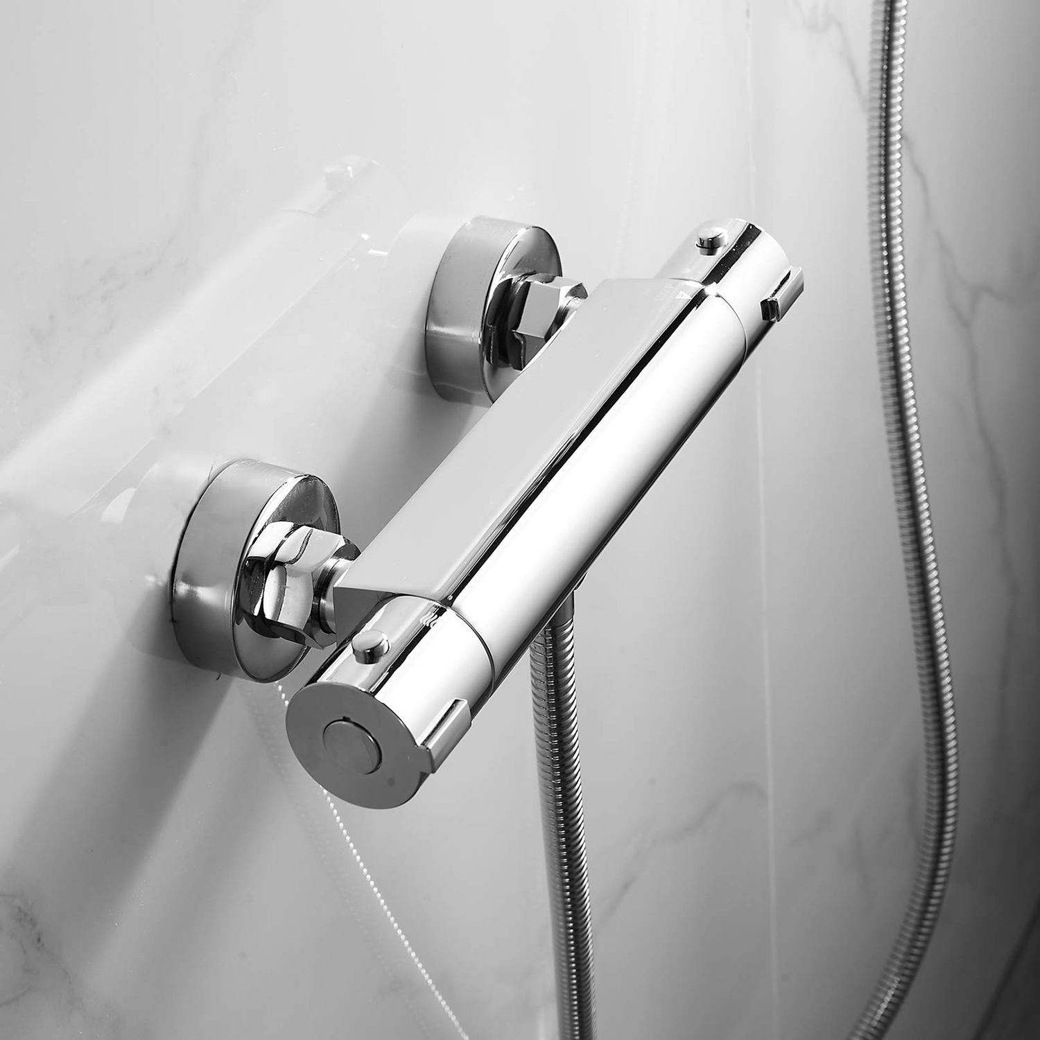 Grifos de válvula mezcladora para barra de ducha termostática para el hogar moderno, salida doble para baño cromado