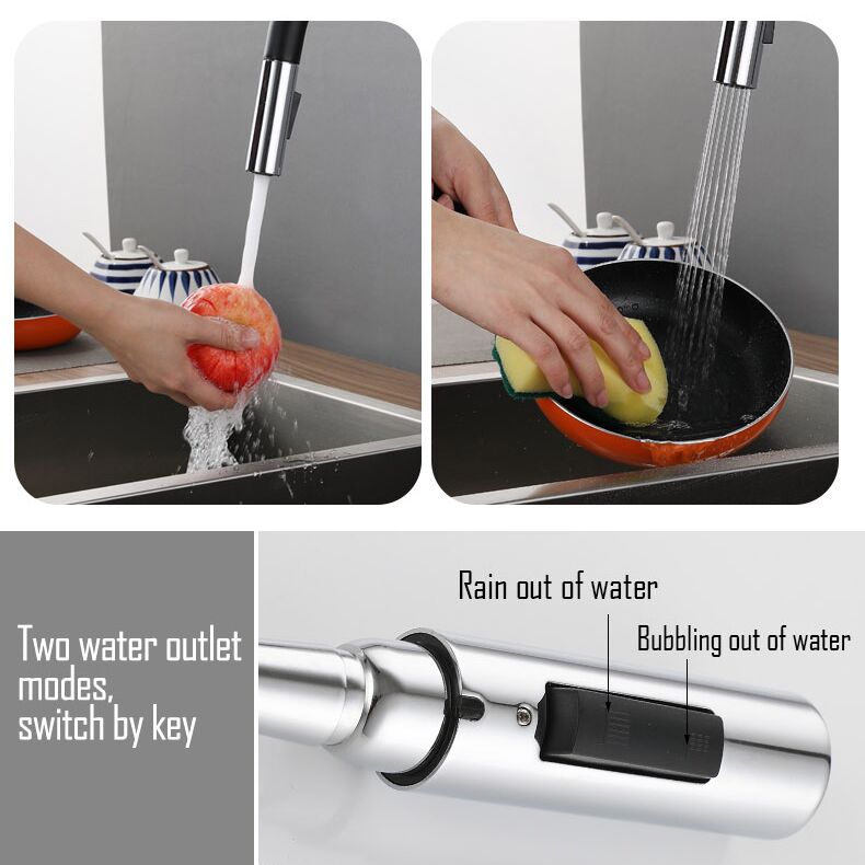 Aquacubic cUPC Grifo monomando cromado y negro para fregadero de cocina, moderno, bajo en plomo