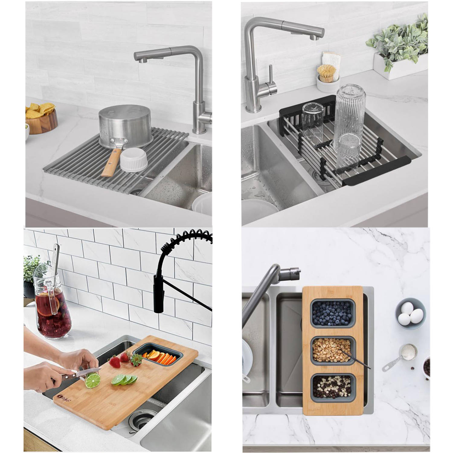 Fregaderos de cocina de doble cuenco de acero inoxidable 304 hechos a mano de alta calidad, personalización a precio de fábrica, fabricados en Tailandia