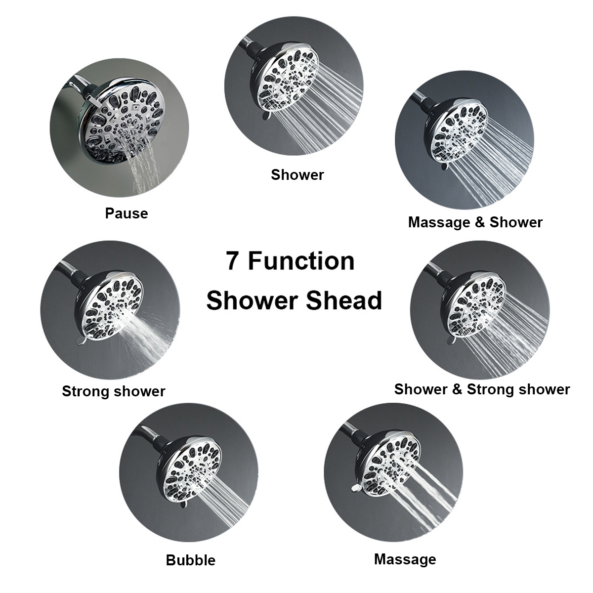 Cabezal de ducha de mano y ducha de lluvia, sistema de cabezal de ducha combinado, manguera, desviador de agua de 3 vías con cara de acero inoxidable de 5 pulgadas, doble 2 en 1