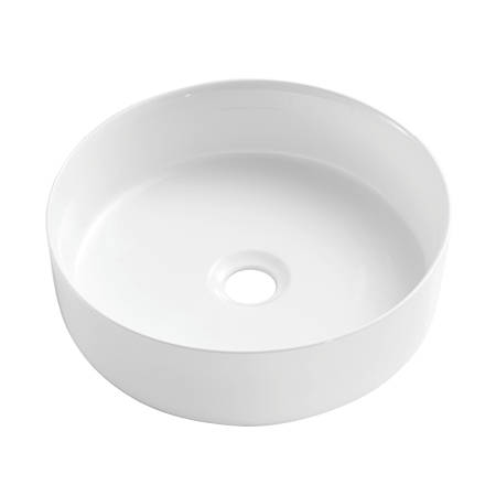 Lavabo de baño de cerámica de porcelana blanca redonda de montaje superior