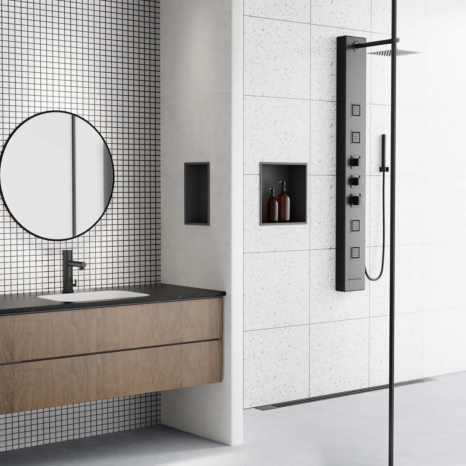 Accesorios de baño, estantes de ducha montados en la pared del Hotel, nicho de pared, gabinete de almacenamiento de champú y jabón de acero inoxidable, nicho de exhibición
